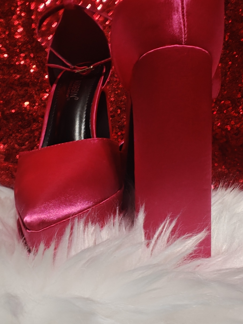 Cape Robbin Hot Pink Satin Platform Ankle-Strap Heels - Picture 3 of 10